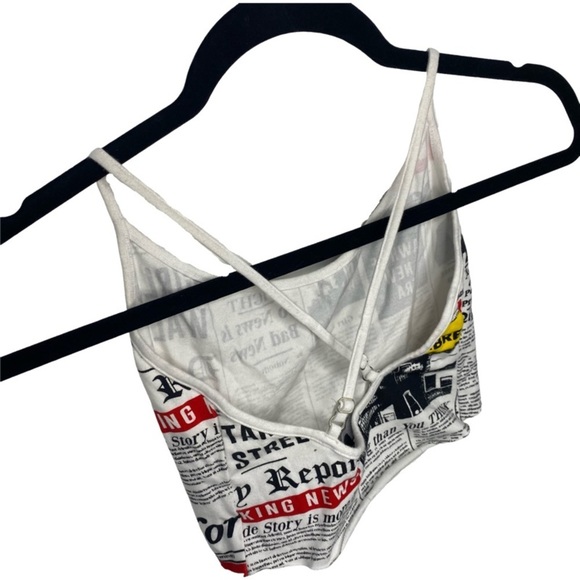 FOREVER 21 - Crop Tank Top - Raw Edge - News Print - Women’s Size Small - Picture 5 of 7